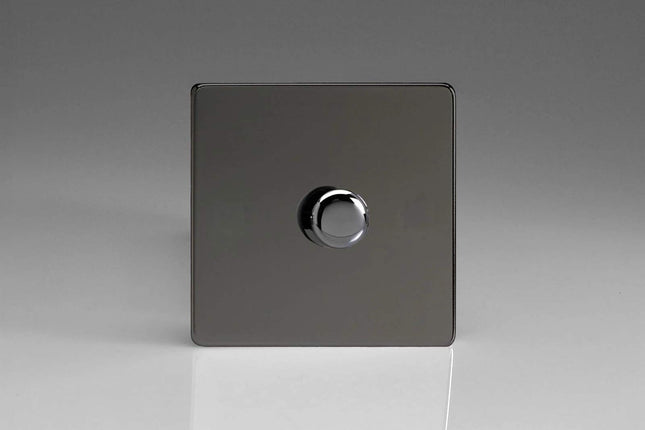 Varilight Screwless Iridium 1-Gang 2-Way Dimmer Light Switch 1-Gang 2-Way Push-On/Off Rotary LED Dimmer 1 x 0-120W (1-10 LEDs)