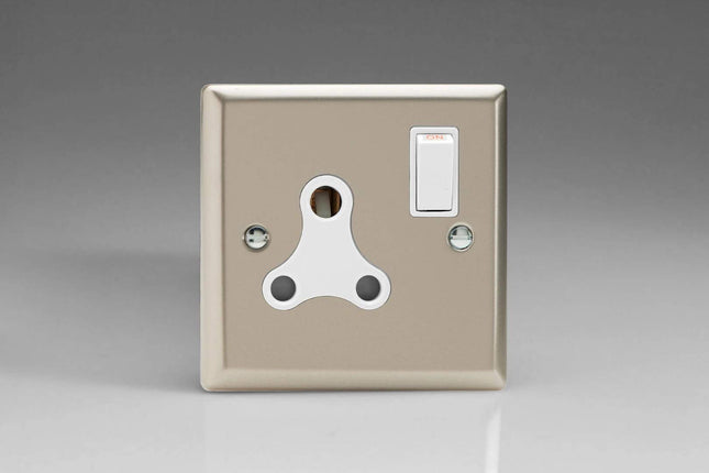 Varilight 1-Gang 15A Round Pin Plug Socket Satin Chrome XNRP15AW