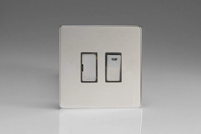 Varilight 13A Switched Fused Spur + Neon with Metal Inserts Polished Chrome XDC6NDS
