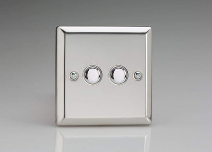 Varilight 2-Gang 6A 1-Way Push-to-Make Momentary Switch Mirror Chrome XCM2