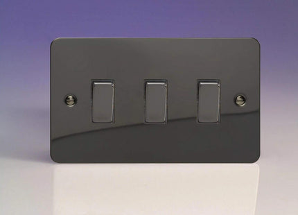 Varilight 3-Gang 10A 1- or 2-Way Rocker Light Switch (Twin Plate) Iridium XFI93D