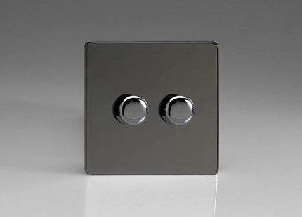 Varilight V-Pro Screwless Iridium Black 2-Gang LED Trailing Edge Dimmer Switch 1 or 2 Way