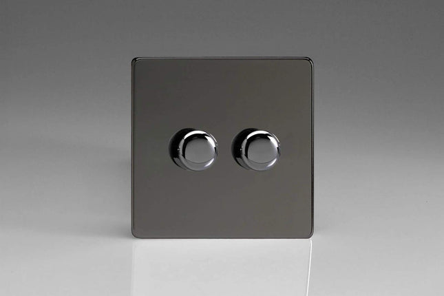Varilight V-Pro Screwless Iridium Black 2-Gang LED Trailing Edge Dimmer Switch 1 or 2 Way