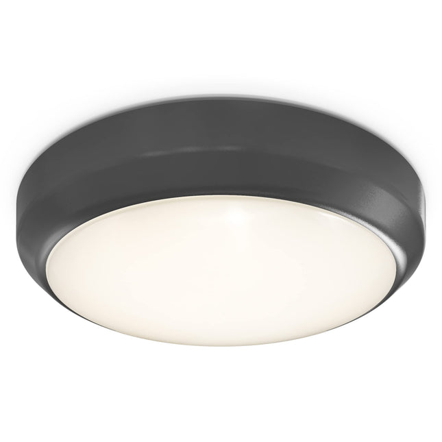 4lite Indoor Or Outdoor Round IP65 Wall/Celling LED Light 13w 1080lm Graphite Bezel Switchable Warm White Cool White