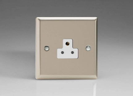 Varilight 1-Gang 2A Round Pin Plug Socket Satin Chrome XNRP2AW