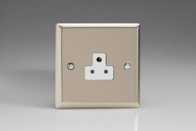 Varilight 1-Gang 2A Round Pin Plug Socket Satin Chrome XNRP2AW