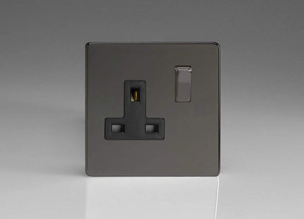 Varilight XDI4BS 13A Socket Black 1-Gang Iridium Black,86x86x32mm
