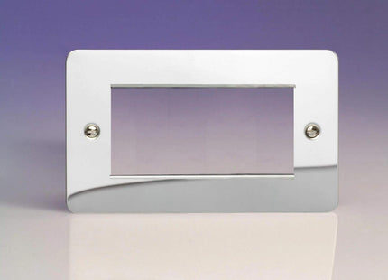 Varilight Data Grid Face Plate For 3 or 4 Data Module Widths Ultra Flat Mirror Chrome XFCG4