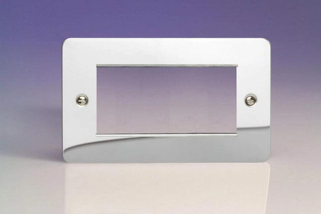 Varilight Data Grid Face Plate For 3 or 4 Data Module Widths Ultra Flat Mirror Chrome XFCG4