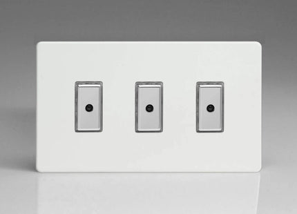 Varilight Eclique 2 3-Gang 1-Way Remote/Tactile Touch Control Master LED Dimmer Light Switch 3 x 0-100W (Max 10 LEDs) Premium White JDQE103S