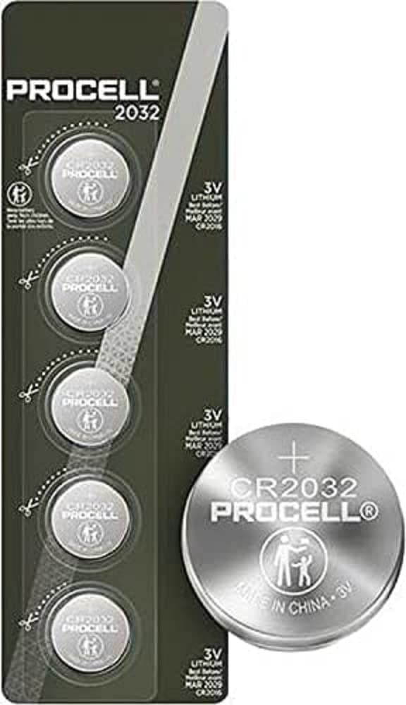 Procell Specialty 2032 Lithium Coin Battery 3V, Pack of 5, with Baby Secure Technology and Suitable for Keyfobs, Scales, Wearables and Medical Devices (DL2032/CR2032)