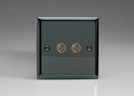Varilight 2-Gang TV Plug Socket, Co-Axial Iridium XI88