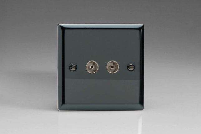 Varilight 2-Gang TV Plug Socket, Co-Axial Iridium XI88