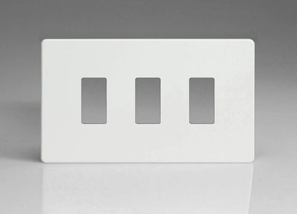 Varilight XDQPGY3S Screwless Premium White 3 Gang PowerGrid Plate (Twin Plate)