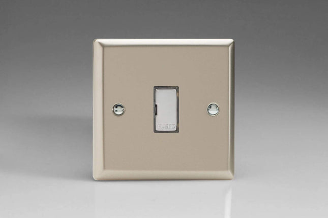 Varilight 13A Unswitched Fused Spur with Metal Inserts Satin Chrome XN6UD