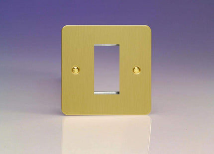 Varilight Data Grid Face Plate For 1 Data Module Width Ultra Flat Brushed Brass XFBG1