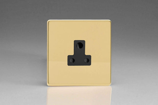 Varilight 1-Gang 5A Round Pin Plug Socket Polished Brass XDVRP5ABS