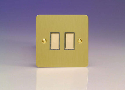 Varilight 2-Gang Tactile Touch Control Dimming Light Switch Slave for use with Eclique2 Master on 2-Way Circuits Brushed Brass JFBES002