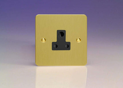 Varilight 1-Gang (Single), 5 Amp Round Pin Socket, Ultra Flat Brushed Brass Effect XFBRP5AB