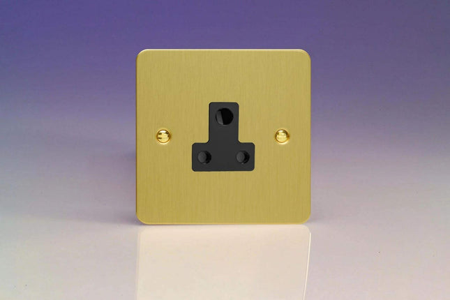 Varilight 1-Gang (Single), 5 Amp Round Pin Socket, Ultra Flat Brushed Brass Effect XFBRP5AB