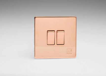 Varilight XDY2S.AC Screwless Antimicrobial Copper 2-Gang 10A 1 or 2 Way Rocker Light Switch