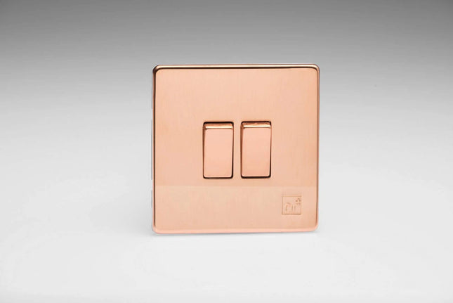 Varilight XDY2S.AC Screwless Antimicrobial Copper 2-Gang 10A 1 or 2 Way Rocker Light Switch