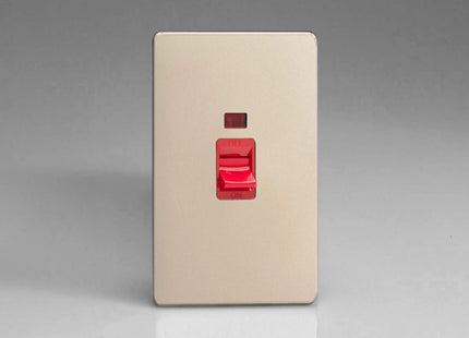 Varilight XDN45NS Screwless Satin Chrome 45A DP Cooker Switch Vertical Twin Plate + Neon