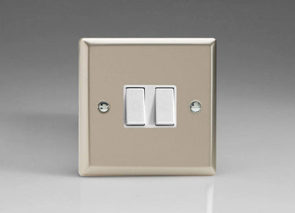 Varilight 2-Gang 10A Intermediate Rocker Light Switch Satin Chrome XN77W