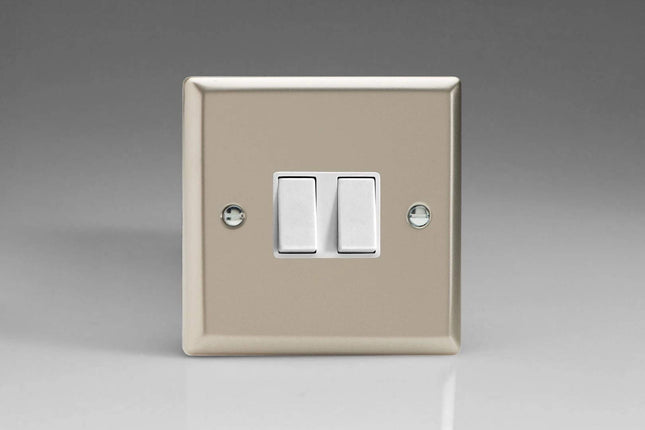 Varilight 2-Gang 10A Intermediate Rocker Light Switch Satin Chrome XN77W