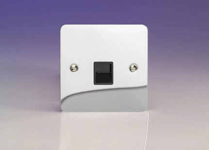 Varilight XFCTMB Ultraflat Polished Chrome 1 Gang Master Telephone Socket - Black Insert
