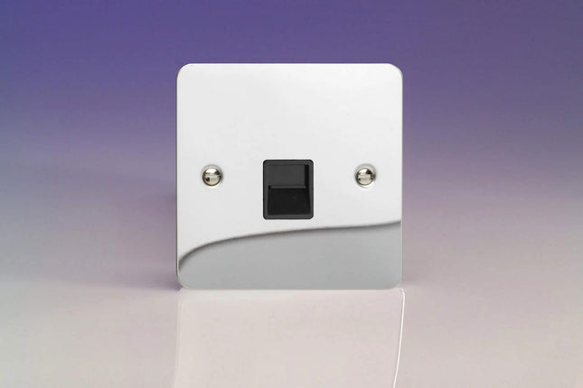 Varilight XFCTMB Ultraflat Polished Chrome 1 Gang Master Telephone Socket - Black Insert