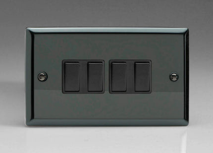 Varilight XI9B Rocker Switches 4 Gang Iridium Black Black