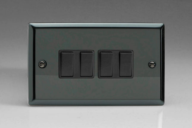 Varilight XI9B Rocker Switches 4 Gang Iridium Black Black