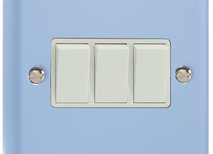 Varilight 3 Gang (Triple), 1 or 2 Way 10 Amp Switch, Classic Lily Duck Egg Blue XY3W.DB