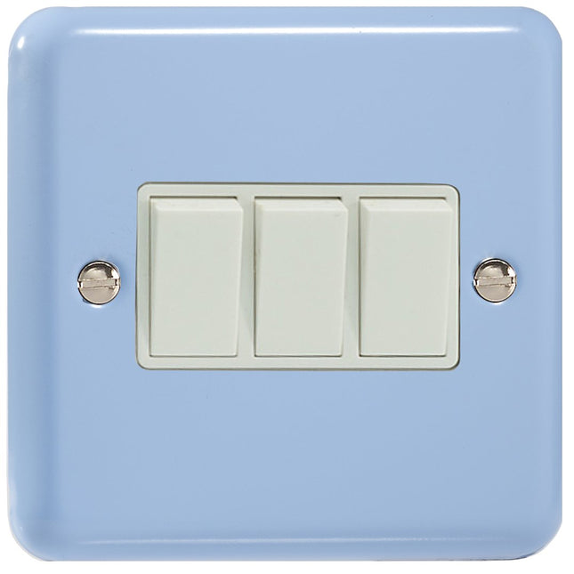 Varilight 3 Gang (Triple), 1 or 2 Way 10 Amp Switch, Classic Lily Duck Egg Blue XY3W.DB