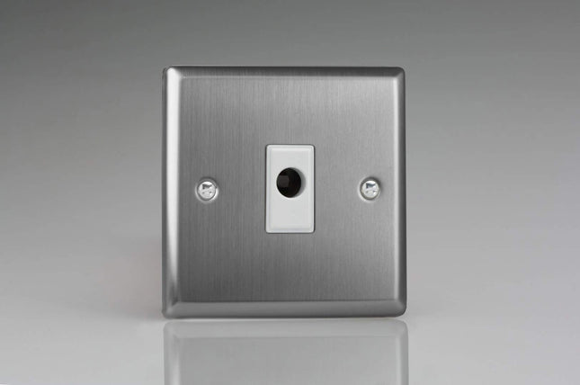 Varilight XTFOW Classic Brushed Steel 1-Gang 16A Flex Outlet Plate
