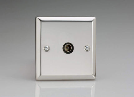 Varilight 1-Gang TV Socket, Isolated Co-axial Mirror Chrome XC8ISOB