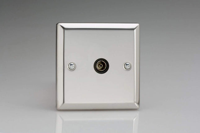 Varilight 1-Gang TV Socket, Isolated Co-axial Mirror Chrome XC8ISOB