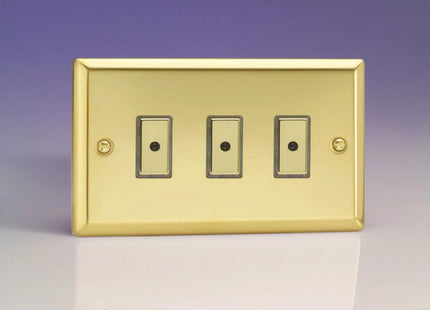 Varilight 3-Gang 1-Way Remote/Tactile Touch Control Master LED Dimmer 3 x 0-100W (Max 10 LEDs) Victorian Brass JVE103