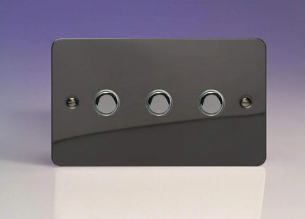 Varilight 3-Gang 6A 1-Way Push-to-Make Momentary Switch (Twin Plate) Iridium XFIM3