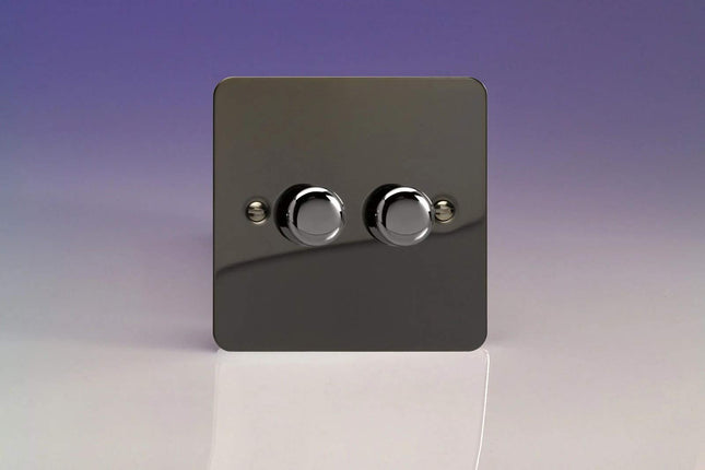 Varilight V-Pro Ultra Flat Iridium Black 2-Gang LED Trailing Edge Dimmer Switch 1 or 2 Way