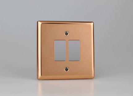 Varilight 2-Gang PowerGrid Plate Including Yoke (Single Plate) in Polished Copper