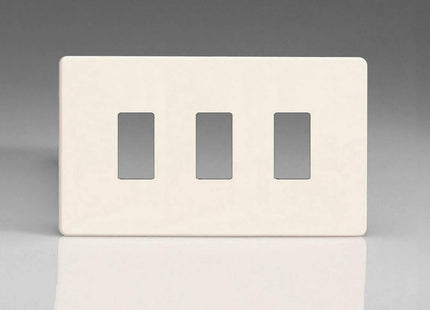 Varilight XDYPGY3S.PD Screwless Primed 3 Gang PowerGrid Plate (Twin Plate)