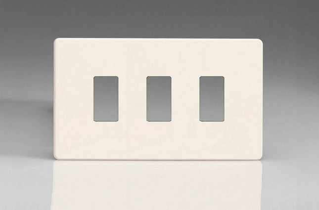 Varilight XDYPGY3S.PD Screwless Primed 3 Gang PowerGrid Plate (Twin Plate)