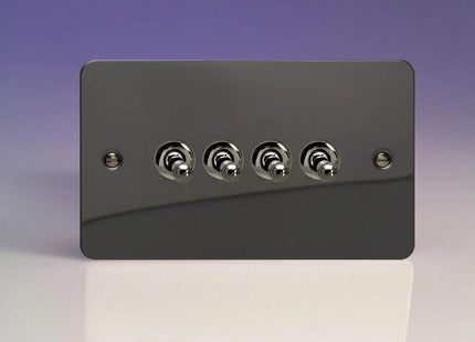 Varilight 4-Gang 10A 1- or 2-Way Toggle Light Switch (Twin Plate) Iridium XFIT9