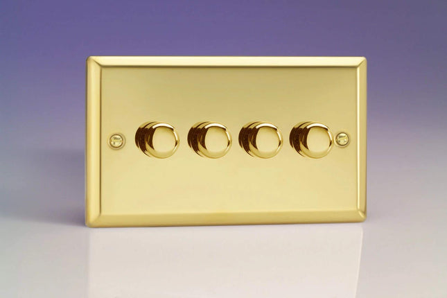 Varilight V-Pro Victorian Brass 4 Gang LED Trailing Edge Dimmer Switch 1 or 2-Gang