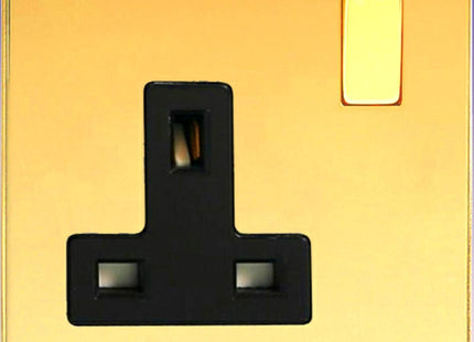 Varilight 1-Gang 13 Amp Single Switched Socket Dimension Screwless Brushed Brass XDB4BS