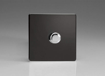 Varilight Screwless Plastic Jet Black 1-Gang LED Trailing Edge Dimmer Switch 1 or 2 Way