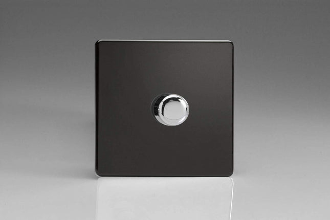 Varilight Screwless Plastic Jet Black 1-Gang LED Trailing Edge Dimmer Switch 1 or 2 Way