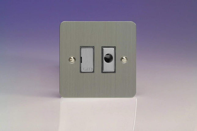 Varilight 13A Unswitched Fused Spur + Flex Outlet with Metal Inserts Brushed Steel XFS6UFOD